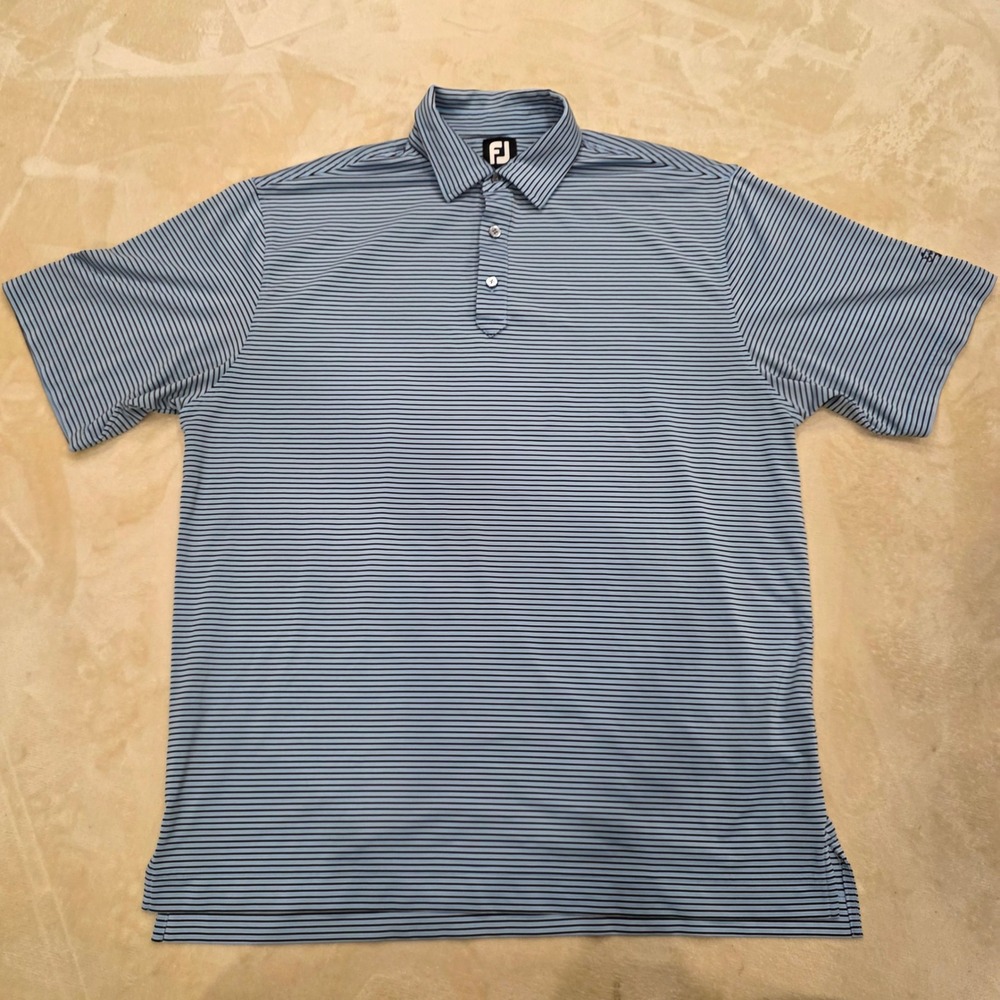 FootJoy ProDry Mens XL Polo Shirt Blue Striped Eagle Creek Golf Club Norwalk OH